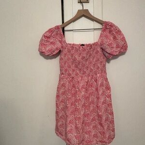 J. Crew Pink smocked mini dress